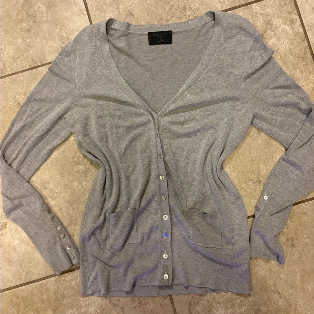 Gray Button Down Cardigan